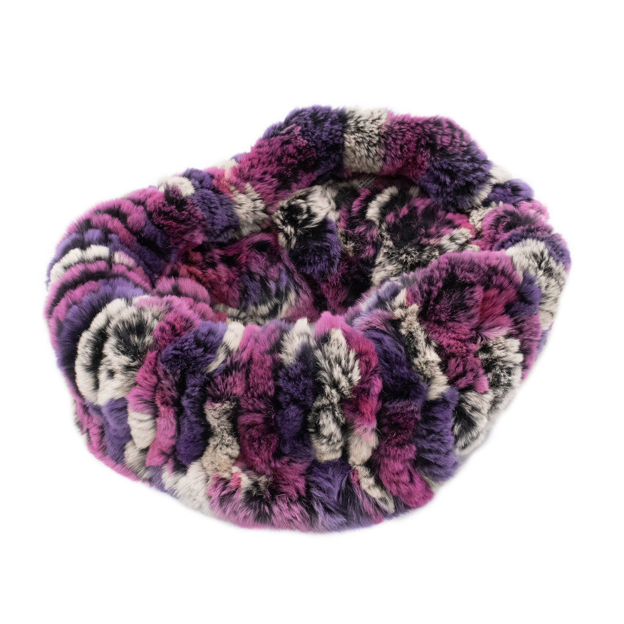 Pink & Purple Rex Rabbit Fur Double Loop Infinity Scarf